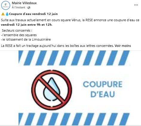 coupure eau 12 juin